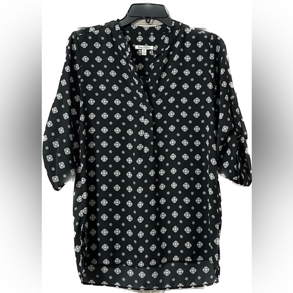 Black Printed High Low Blouse by Emma & Olivia Sz S - Picture 11 of 11